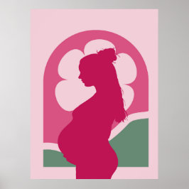 Elegante Schwangere Frauen Silhouette Kinderzimmer Poster