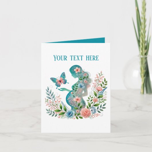 Elegante schwangere Mama fügt Text zu jedem Zweck Karte (Vorderseite)