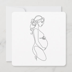Elegante Schwangerschaft Linie Art Minimalistisch Einladung