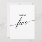 Elegante Schwarz-12x18 druckbare Tischnummer fünf (Vorderseite)