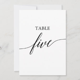 Elegante Schwarz-12x18 druckbare Tischnummer fünf