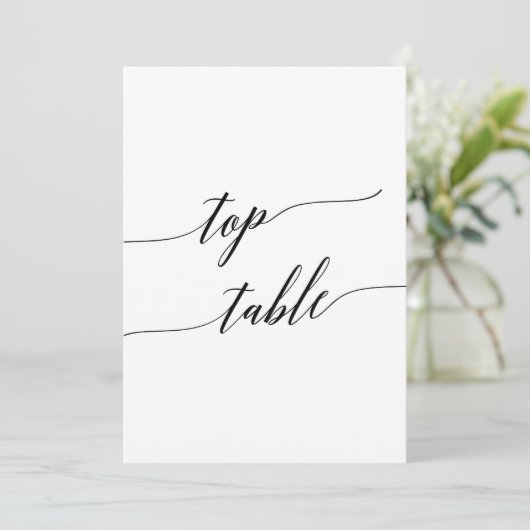 Elegante Schwarz-12x18 Printable Top-Tischnummer Einladung (Stehend Vorderseite)