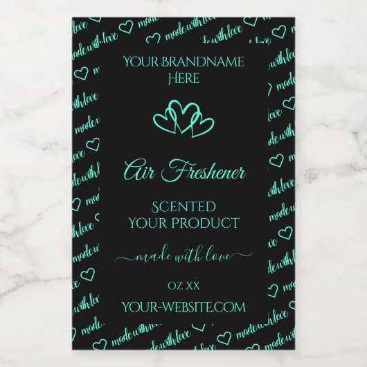 Elegante Schwarz-Aquamarin-Word-Produktbeschriftun Lebensmitteletikett (Einzelnes Label)