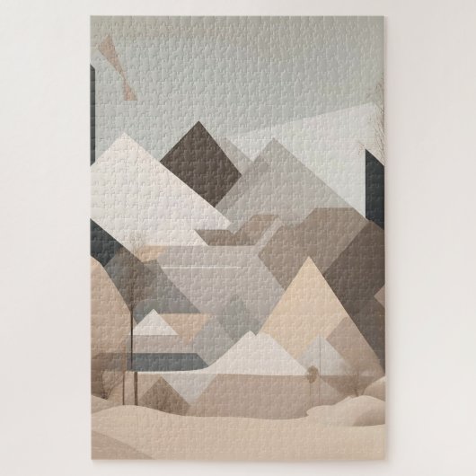 Elegante Schwarz Beige Abstrakte Landschaft Puzzle (Vertikal)