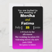 Elegante Schwarz-Blau-Hochzeit Einladung (Vorderseite)