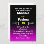 Elegante Schwarz-Blau-Hochzeit Einladung (Vorne/Hinten)