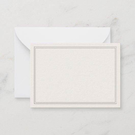 Elegante Schwarz-Elfenbeinschrift-Monogram-Grenze Mitteilungskarte (Rückseite)