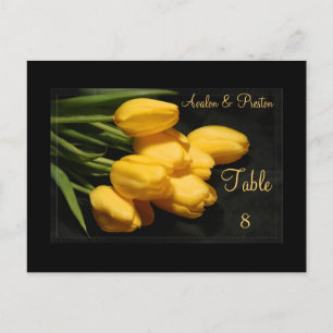 Elegante Schwarz-Gelb-Tulips-Tischplatine Postkarte