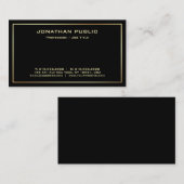 Elegante Schwarz-Gold-Berufliche moderne Vorlage Visitenkarte (Vorne/Hinten)