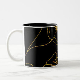 Elegante Schwarz-Gold-Blume Zweifarbige Tasse