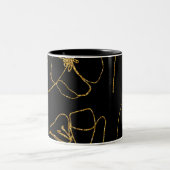 Elegante Schwarz-Gold-Blume Zweifarbige Tasse (Mittel)