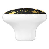Elegante Schwarz-Gold-Blumen-Drehknöpfe - SRF Keramikknauf (Seitenansicht)