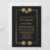 Elegante Schwarz-Gold-Border-Hochzeit Einladung (Vorderseite)