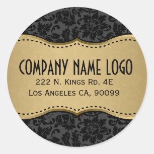 Elegante Schwarz-Gold-Damaskus Runder Aufkleber
