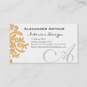 Elegante Schwarz & Gold Damast Herren Visitenkarte