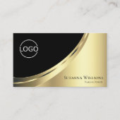 Elegante Schwarz-Gold-Dekoration mit Logo und Foto Visitenkarte (Vorderseite)