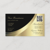Elegante Schwarz-Gold-Dekoration mit Logo und QR-C Visitenkarte (Rückseite)