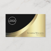 Elegante Schwarz-Gold-Dekoration mit Logo und QR-C Visitenkarte (Vorderseite)