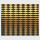 Elegante Schwarz-Gold-Diamantmuster-Party Geschenkpapier (Flach)