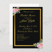 Elegante Schwarz-Gold-Einladung Einladung (Vorne/Hinten)