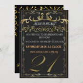 Elegante Schwarz-Gold-Einladung zum Feiern Einladung (Vorne/Hinten)