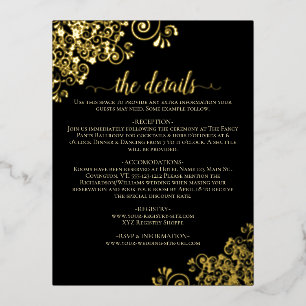 Elegante Schwarz-Gold-Foil-Hochzeitskarte Folie Einladungspostkarte