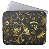 Elegante Schwarz-Gold-Foil-Look Laptopschutzhülle (Vorderseite)