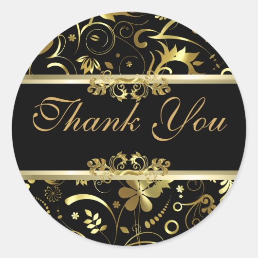 Elegante Schwarz-Gold-Foil-Look Runder Aufkleber (Vorderseite)