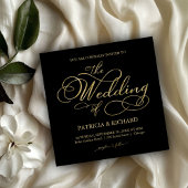 Elegante Schwarz-Gold-Foil-Skripte Hochzeit Einladung