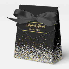 Elegante Schwarz-Gold-Gastgeschenk Hochzeit Geschenkschachtel