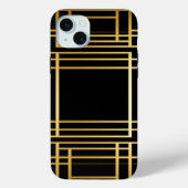 Elegante Schwarz-Gold Geometrische Art Deco Case-Mate iPhone Hülle (Rückseite)