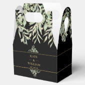 Elegante Schwarz-Gold-Grün Hochzeit Vielen Dank Geschenkschachtel (Geöffnet)