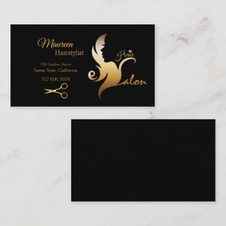 Elegante Schwarz/Gold Haare Silhouette Visitenkarte