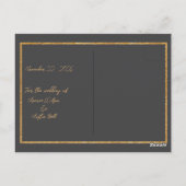 Elegante Schwarz-Gold-Herzen Save the Date Postkarte (Rückseite)