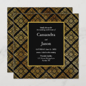 Elegante Schwarz-Gold-Hochzeit Einladung (Vorne/Hinten)