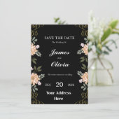 Elegante Schwarz-Gold-Hochzeit Einladung (Stehend Vorderseite)