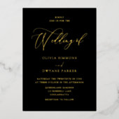 Elegante Schwarz & Gold Hochzeit Golden Folieneinladung (Vorderseite)
