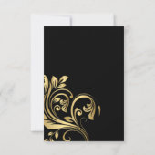 Elegante Schwarz-Gold-Hochzeit nach Maß RSVP Karte (Rückseite)