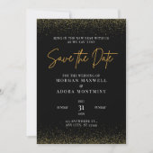 Elegante Schwarz-Gold-Hochzeit Save The Date (Vorderseite)