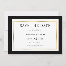 Elegante Schwarz-Gold-Hochzeit Save The Date