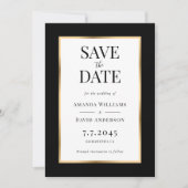 Elegante Schwarz-Gold-Hochzeit speichert die Datum Save The Date (Vorderseite)
