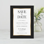 Elegante Schwarz-Gold-Hochzeit speichert die Datum Save The Date (Stehend Vorderseite)