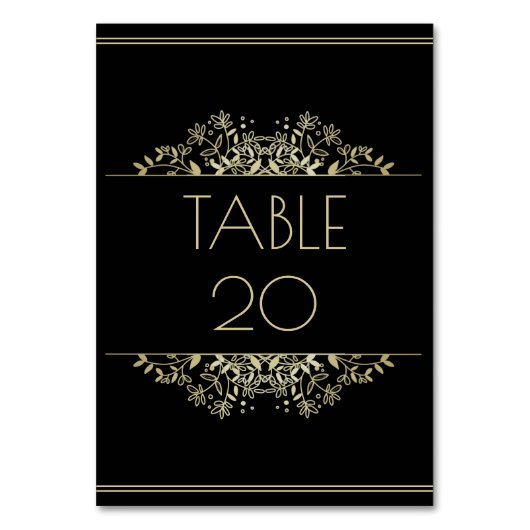 Elegante Schwarz-Gold-Hochzeit Tischnummer (Rückseite)