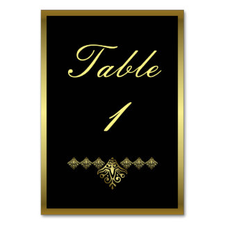 Elegante Schwarz-Gold-Hochzeit Tischnummer