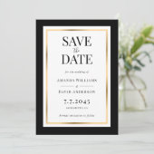 Elegante Schwarz-Gold-Hochzeiten speichern die Dat Save The Date (Stehend Vorderseite)