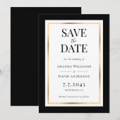 Elegante Schwarz-Gold-Hochzeiten speichern die Dat Save The Date (Vorne/Hinten)