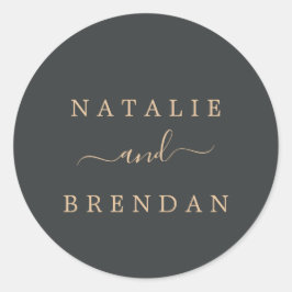 Elegante Schwarz-Gold-Hochzeiten-Umschlag Aufklebe Runder Aufkleber