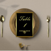 Elegante Schwarz-Gold-Hochzeitsempfehlung Tischnummer