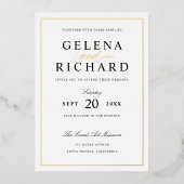 Elegante Schwarz-Gold-Hochzeitsreise Folieneinladung (Vorderseite)