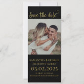 Elegante Schwarz-Gold-Kalligrafie Save the Date Einladung (Vorderseite)